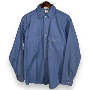 60s Dunn’s Sky Blue Made in USA Chamois Flannel Sport Shirt L